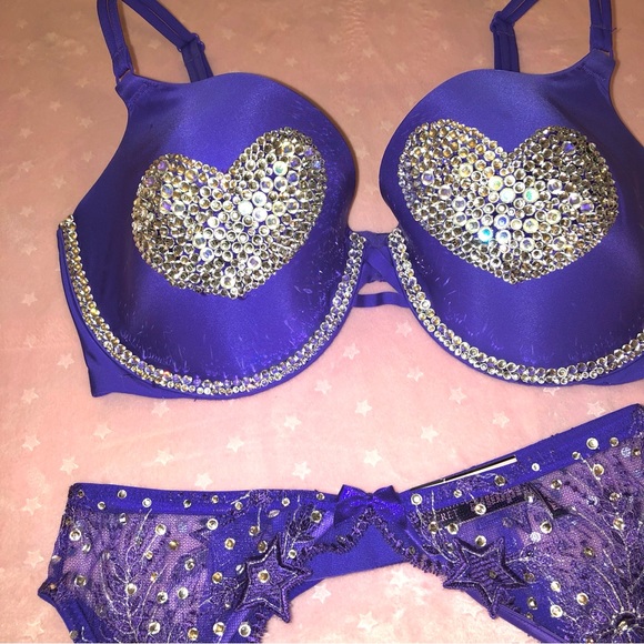 💗 VICTORIA SECRET FASHION SHOW CUSTOM BLING LINGERIE OUTFIT SET BRA GARTER 34DD - Picture 5 of 10